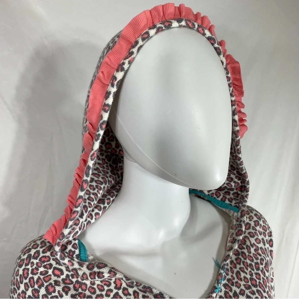 Kensie I Only Sleep in Pretty Pink Animal Print Thermal Hoodie Night Dress